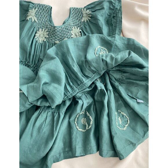 Innika Choo Green Mini Smock Embroidered Dress, One size only - Picture 10 of 16